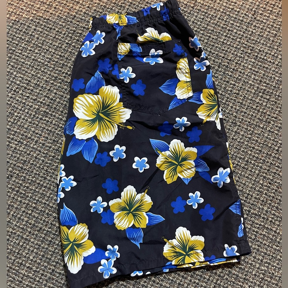 Men's Floral Swim Trunks - Blue and Yellow